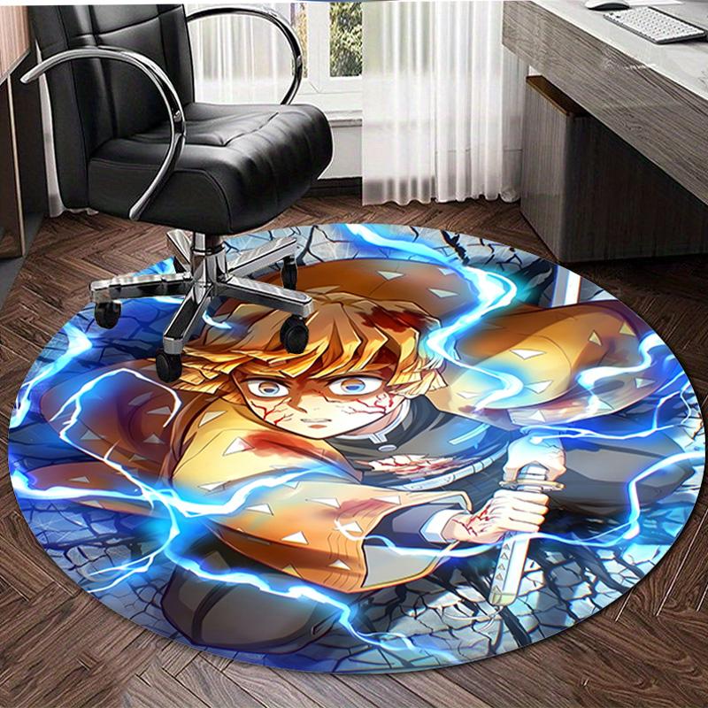 1pc Agatsuma Zenitsu  Print Round Carpet Chair Round Carpet Suitable for Bedroom Living Room Home Decorative Carpet