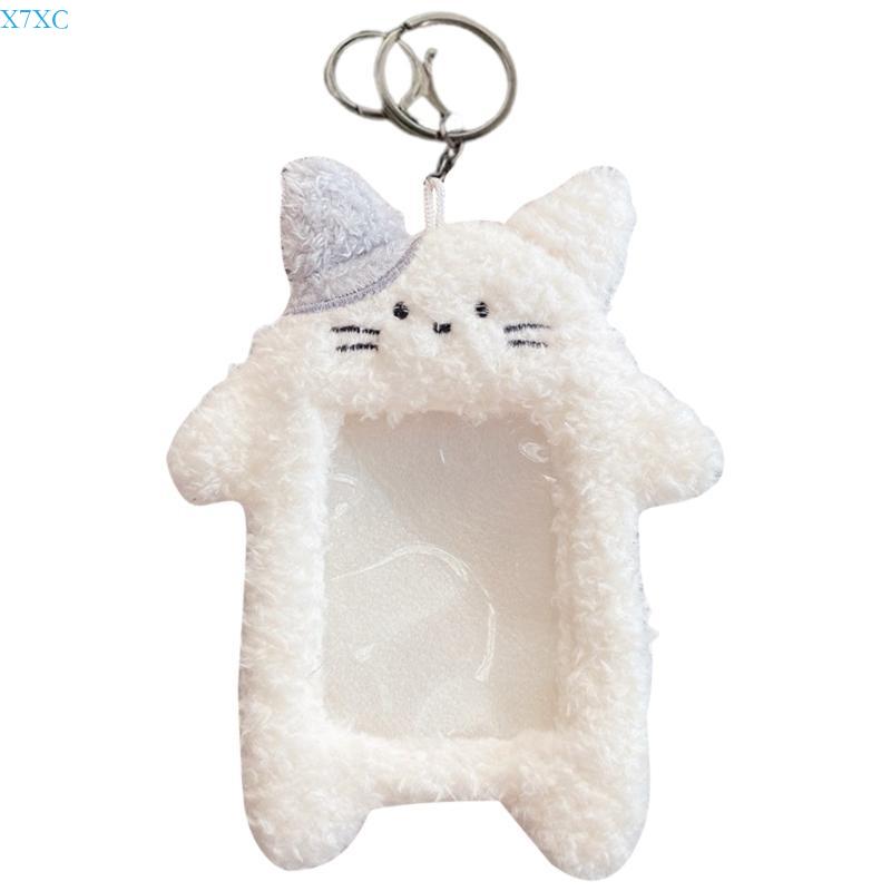 X7XC Cartoon Bear Card Cover Rabbit Credit Card Case Protective Sleeve with Keychains