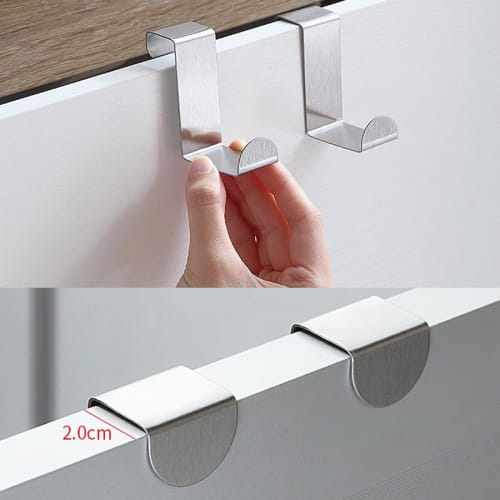 Z-Shaped Door Hook Set, Stainless Steel, 1.8cm/4cm Hooks, Hanger, Door Hanger for Clothes, Hats, and Towels (4, Pure Black)