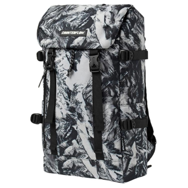 

Li-Ning Trendy All-Over Marble Pattern Zipper Closure Fabric Backpack Unisex Backpack Black White ABSR232-2 Black White