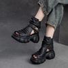 Sommer Sandalen für Damen aus echtem Leder mit offenen Zehen und Perforation im Retro-Stil, atmungsaktive Mules mit Reißverschluss hinten