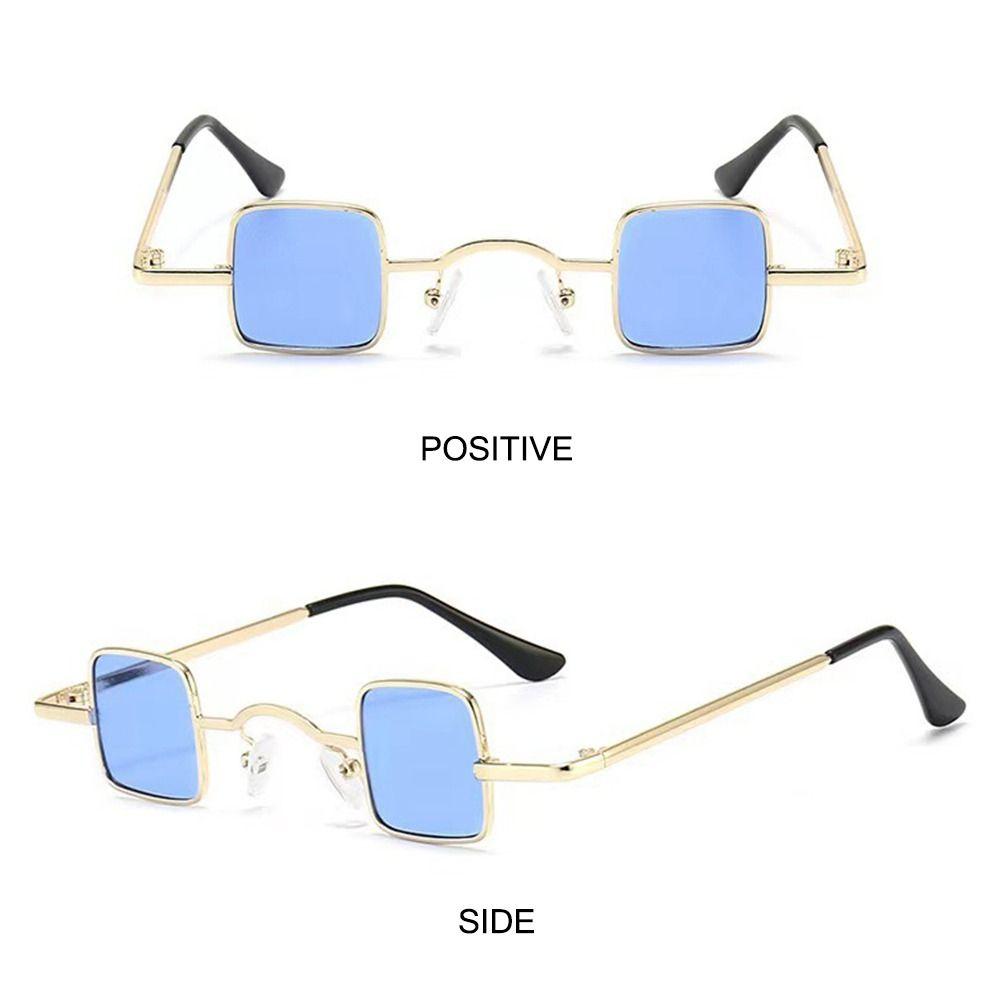 Metal Frame Small Square Sunglasses Candy Color Mini Sunglasses Hip Hop Shades  for Women & Men