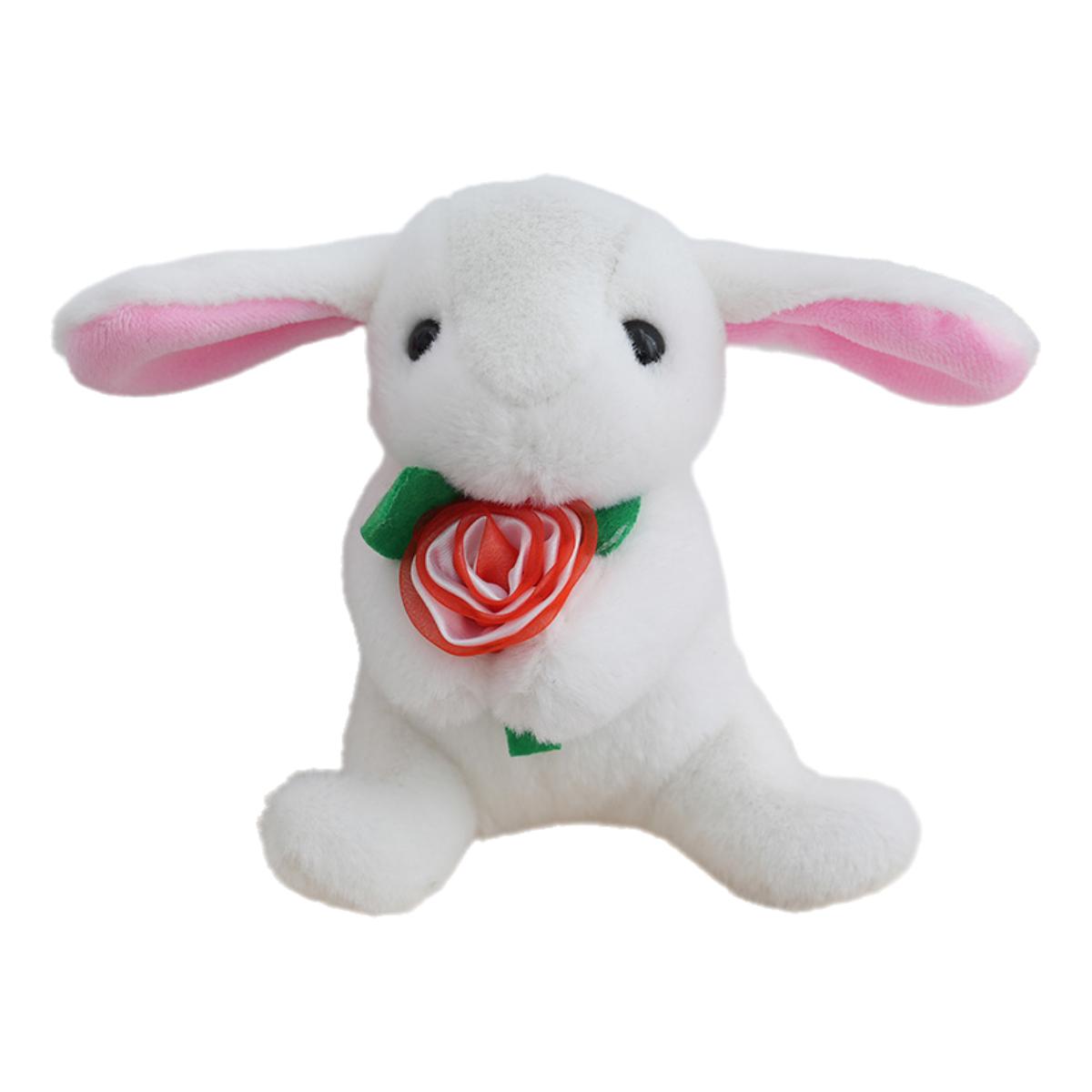 

Flower Rabbit Bunny Plush Toy Keychain Stuffed Toys Pp Cotton Girl Filling білий