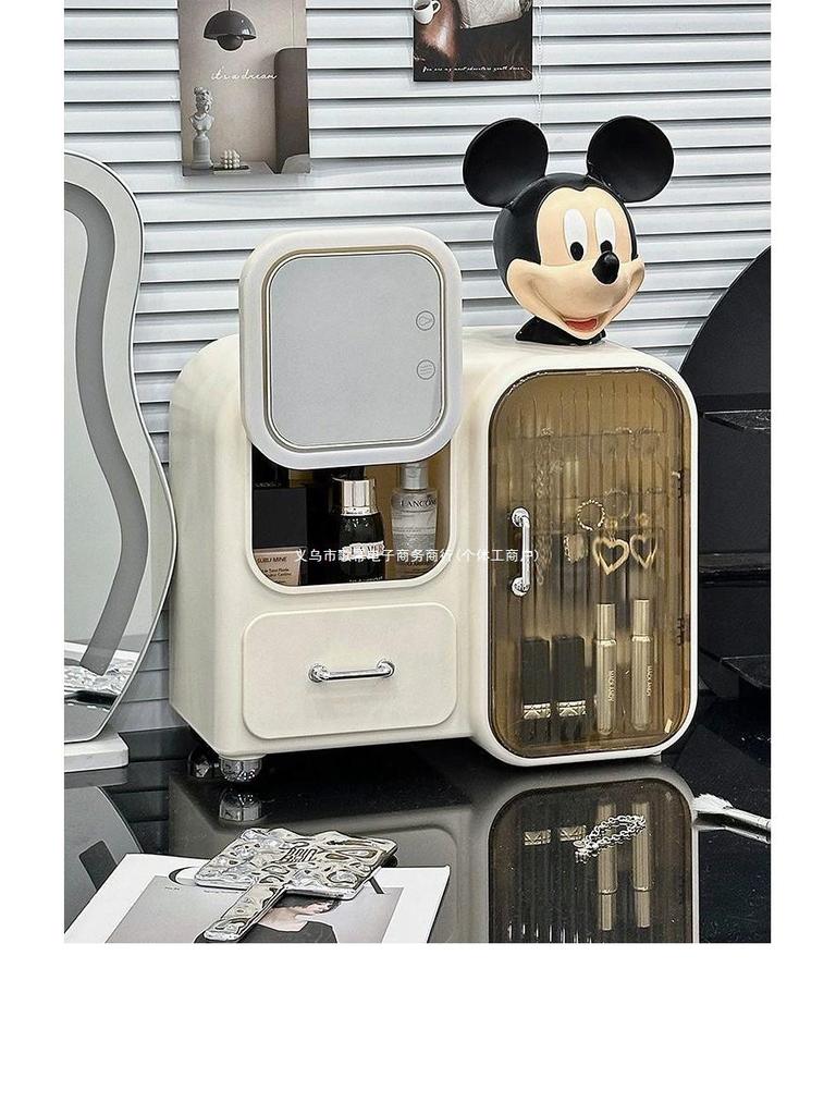 Desktop Cosmetic Storage Box with Mirror and Cabinet