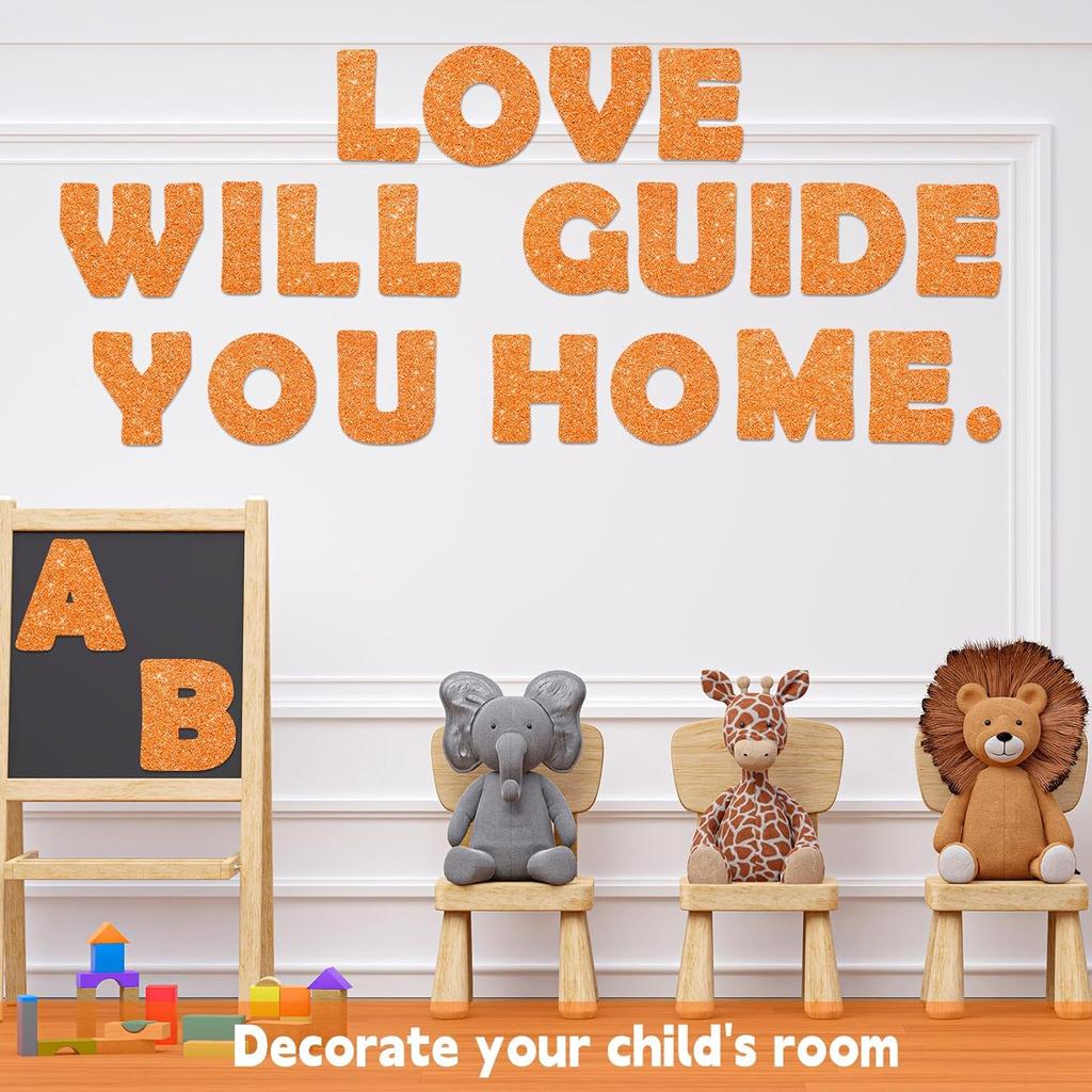 Qyeahkj 150 PCS Large 6" Font Letters and Punctuation Set Glitter Orange Classroom Alphabet Cutouts for Bulletin Board Home School a Great Helper to