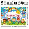 Custom Text Kids Backdrop, Colorful Cartoon Back To School Party Background