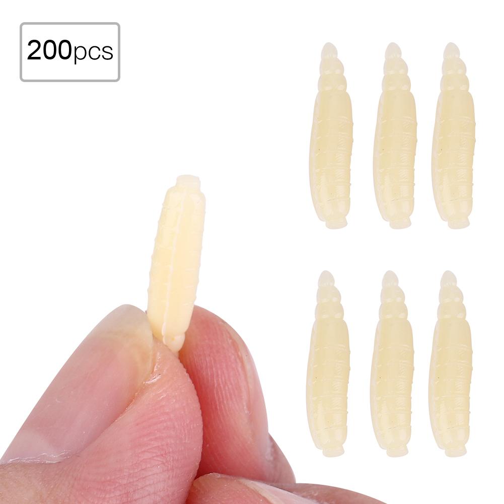 200pcs 17mm Small Artificial Maggot Grub Soft Lure LifE like Worms Fishing Baits