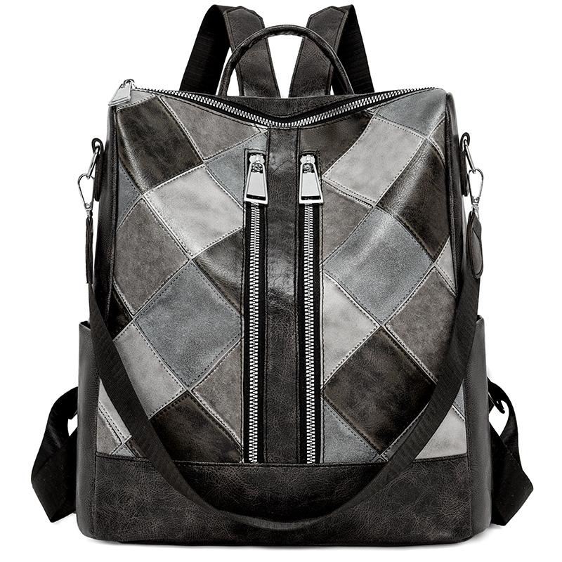 

Женский рюкзак Color Block, мягкий кожаный ромбовидный многофункциональный дорожный рюкзак