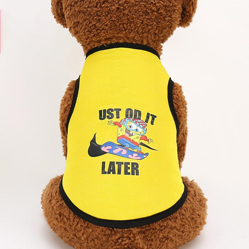 Chaleco protector solar para mascotas dibujos animados cómodo transpirable buena elasticidad patrón de impresión ropa para perros y gatos