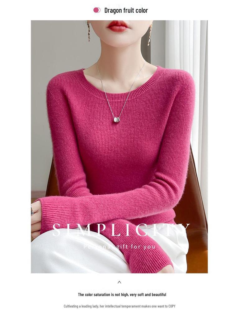 Maglione da Donna a Collo Tondo Basso in Maglia Slim per Autunno e Inverno