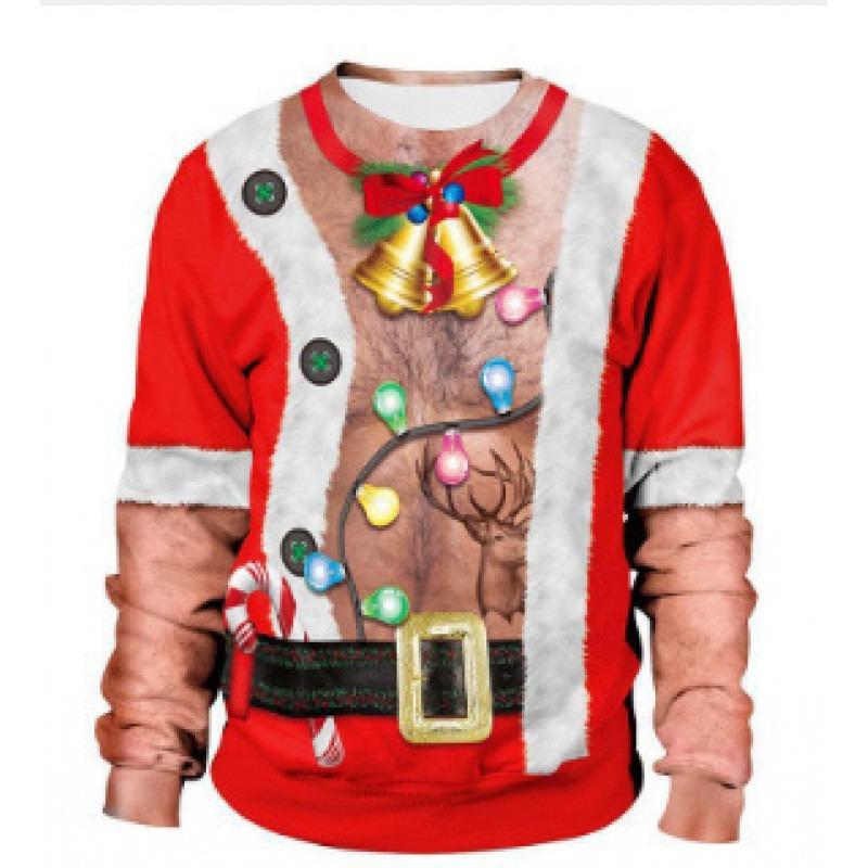 Autumn and winter new Christmas loose personality round neck digital printing sweater men's and women's sweaters