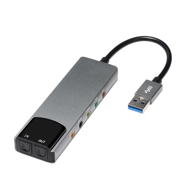 

Зовнішній USB-звуковий адаптер високої роздільної здатності з оптичним входом/виходом SPDIF для покращення звукових вражень сірий колір