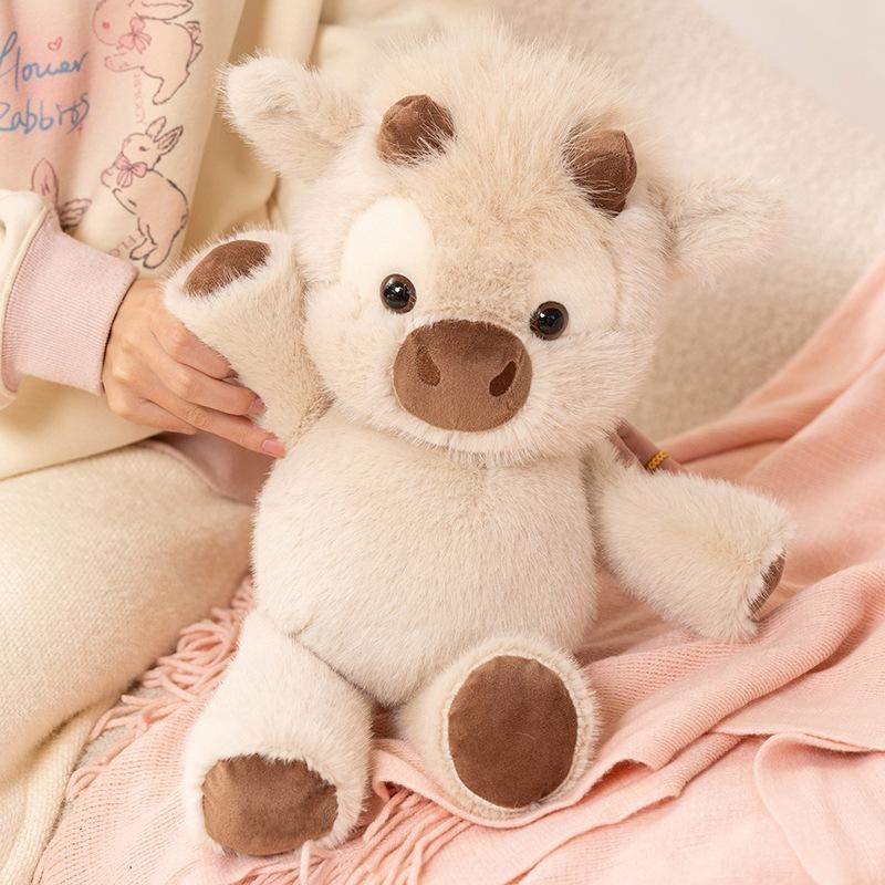 Kawaii Highland Cattle Plush Toy Huggable Running Cow Stuffed Animal Premium Soft Fabric Birthday Xmas Toys Companion Gift