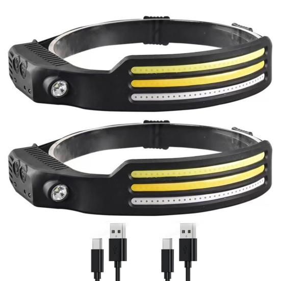 Latarka czołowa z czujnikiem ruchu 230 stopni LED ładowana przez USB-C Pasek odblaskowy Latarka czołowa outdoor do biegania wędkowania biwakowania