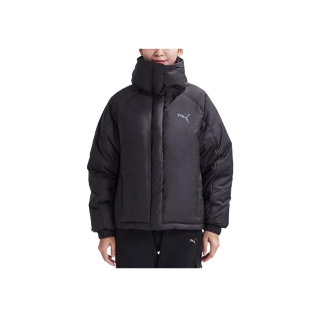 Puma Logo Print Zipper Down Jacket Women Jacket Black 853637-01