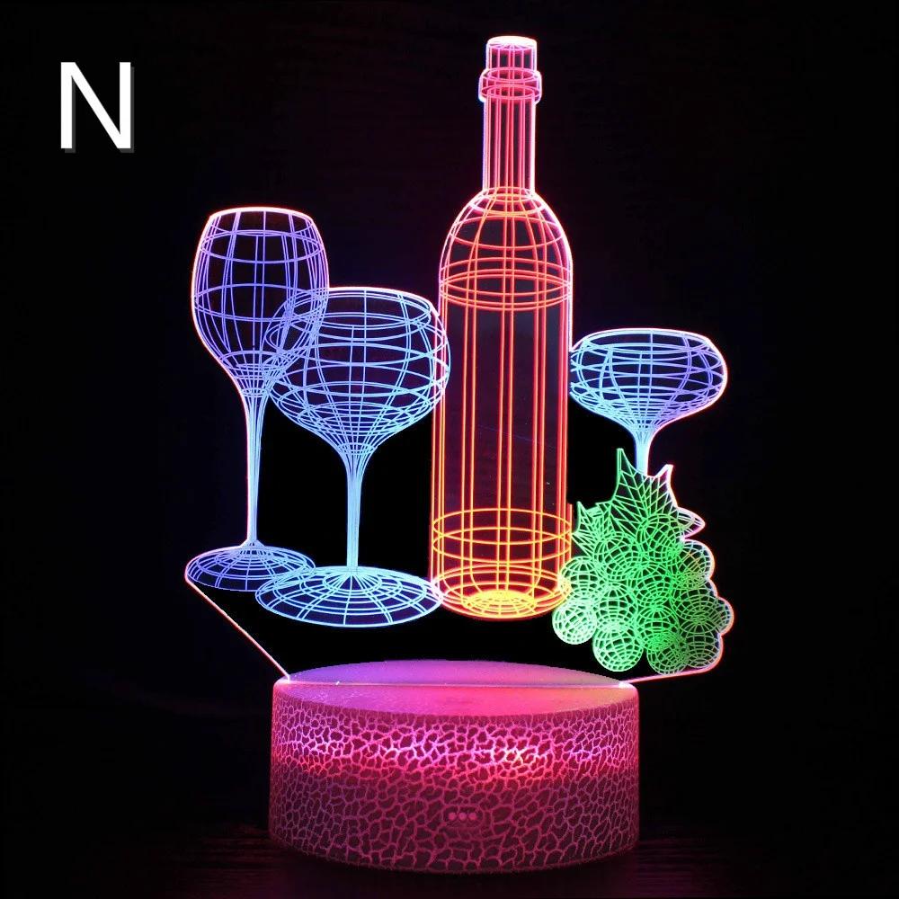 Lumină de Noapte 3D Vizuală Colorată Dinamică la Atingere Lampă Cadou Creativă Lampă de Noptieră Lampă de Masă cu LED Decorațiuni de Petrecere