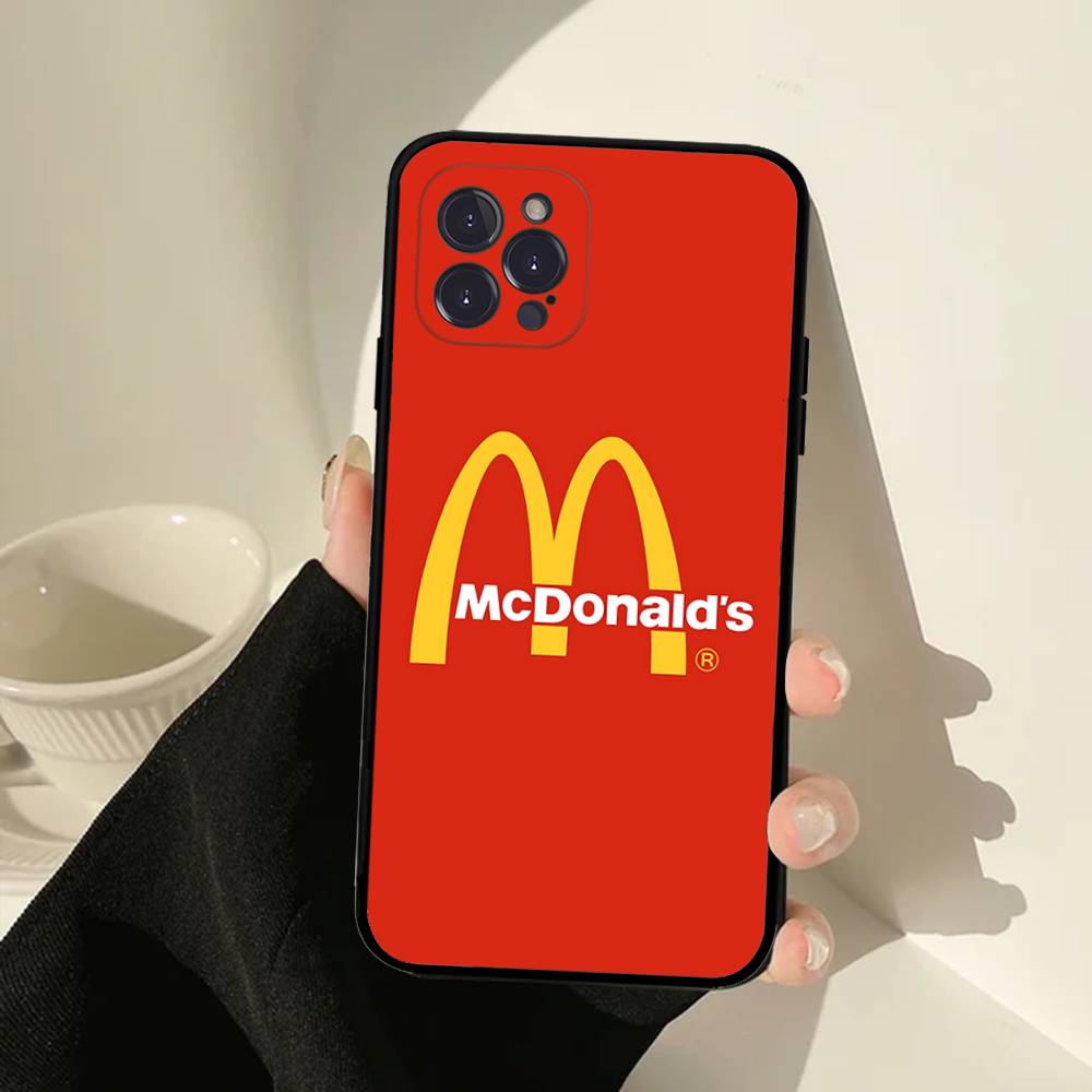 M Famous LOGO M-McDonaldes Phone Case For IPhone 17 16 15 14 13 12 11 Pro Max Plus Mini Soft Black Cover