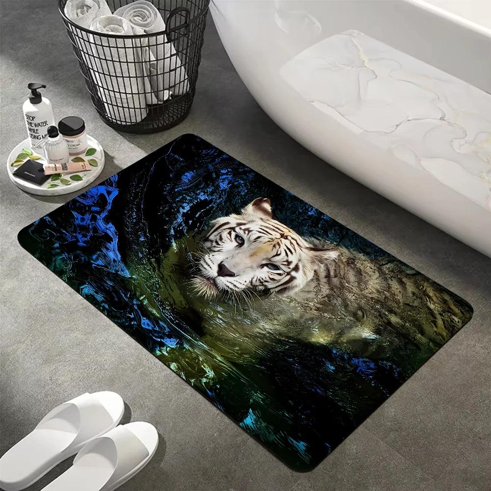 Tiger Lion Animal Wild Animal Cartoon Bath Mat Nordic Style Carpet Bathroom Bathtub Bedroom Bedside Men's Room Decoration Rug