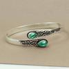 Vintage Ethnic Style Inlaid Imitation Natural Stone Bracelet Elegant Open Adjustable Bracelet Women Party Jewelry