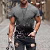 Camiseta de verano con estampado 3D para hombre, sencilla, con estampado de rayas a cuadros, fresca, transpirable, de manga corta, informal, moderna, de gran tamaño