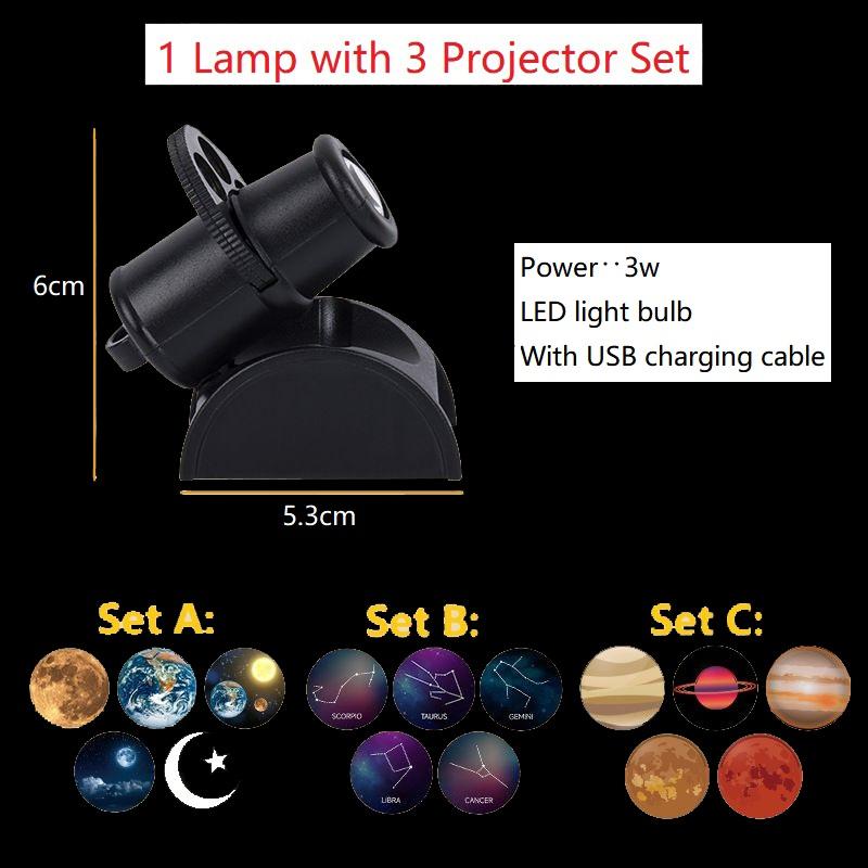 Night Light Galaxy 15 Patterns Earth Moon Planetarium Lamp Starry Sky Projector Bedroom Atmosphere Lights