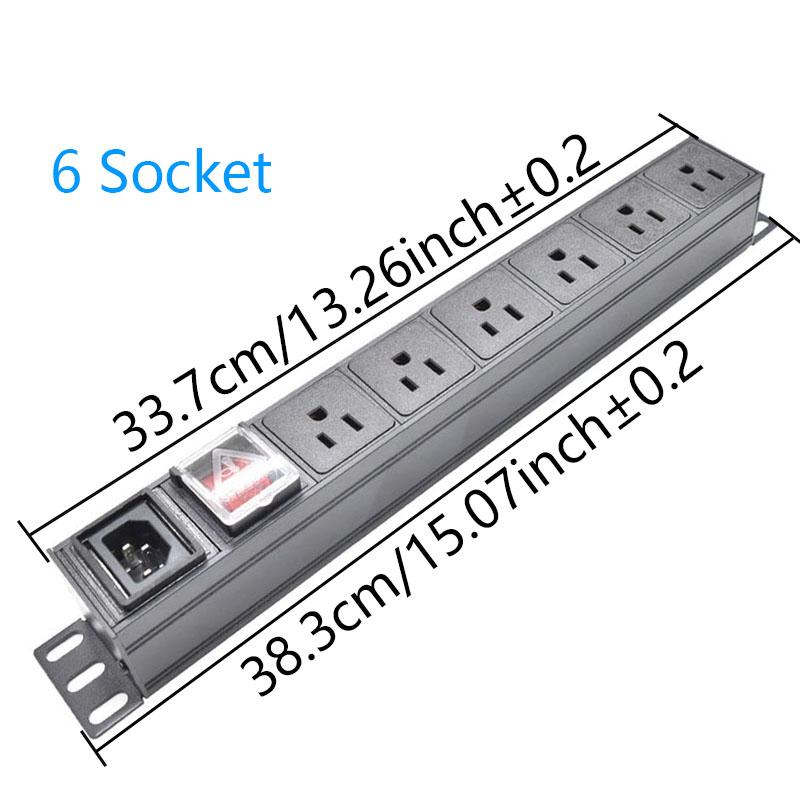 PDU Power Strip Unit IEC C14 port power input 2-10 3Pin US socket Switch cabinet rack wall desktop mounted Socket