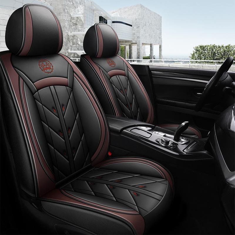 Universal Full Leather Car Seat Cushion for Five-Seaters - All-Season Coverage
