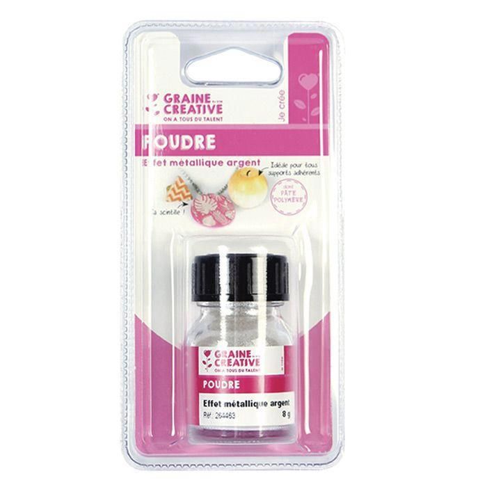 Silver Metallic Effect Powder for Polymer Clay - 8 G