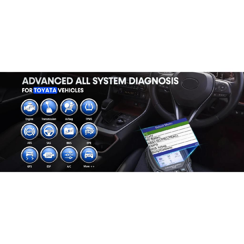 ANCEL TD700 OBD2 Scanner for Toyota Full System Transmission TPMS Relearn ABS Engine Car Diagnostic Scan Tool for /Lexus/Scion