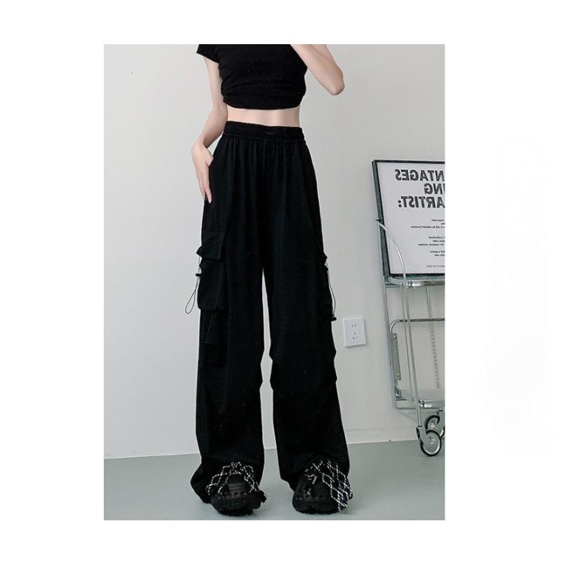 

2026 Spring And Summer New Trendy Overalls American Hip-hop High Street Multi-pocket Straight Pants Loose Casual Sports Trousers S чёрный