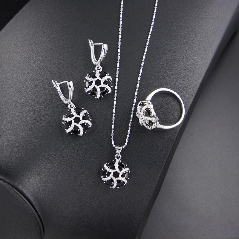 Inlaid Zircon Design Jewelry Set Women'S Three-Piece Fashion High-End Jewelry Set Women