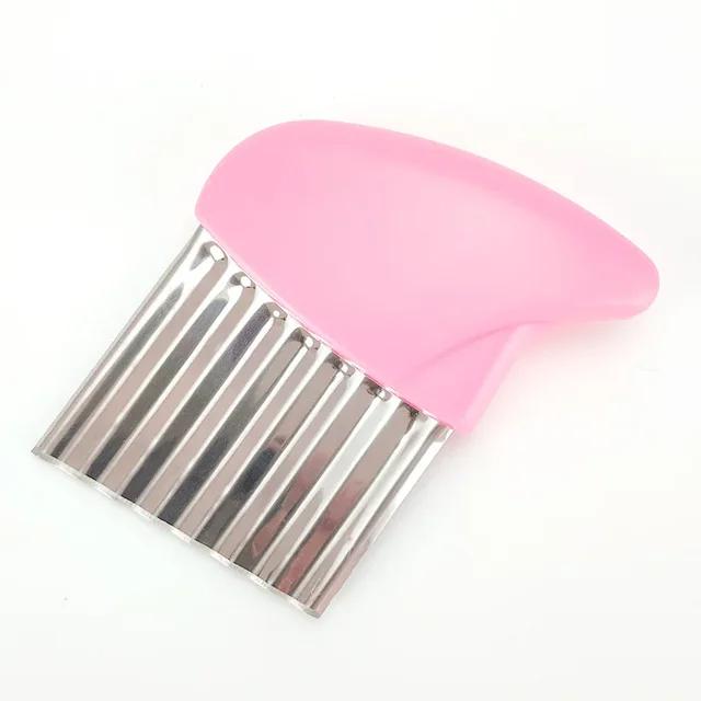 Potato Cutter Chips French Fry Maker Stainless Steel Wavy Knife French Fries Chopper Potato Knife Chopper Crinkle Wavy Slicer