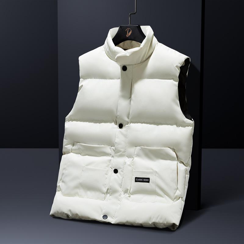 

2025 новая осенне-зимняя модная хлопковая жилетка, мужская красивая трендовая жилетка, терможилет, куртка, ношение жилетки, мужчины M белый