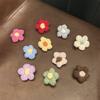1Pcs Handmade Crochet Daisy Shoe Decor, Multicolor Knitted Flower Clips with Bow, Detachable Floral Charms for Sneakers