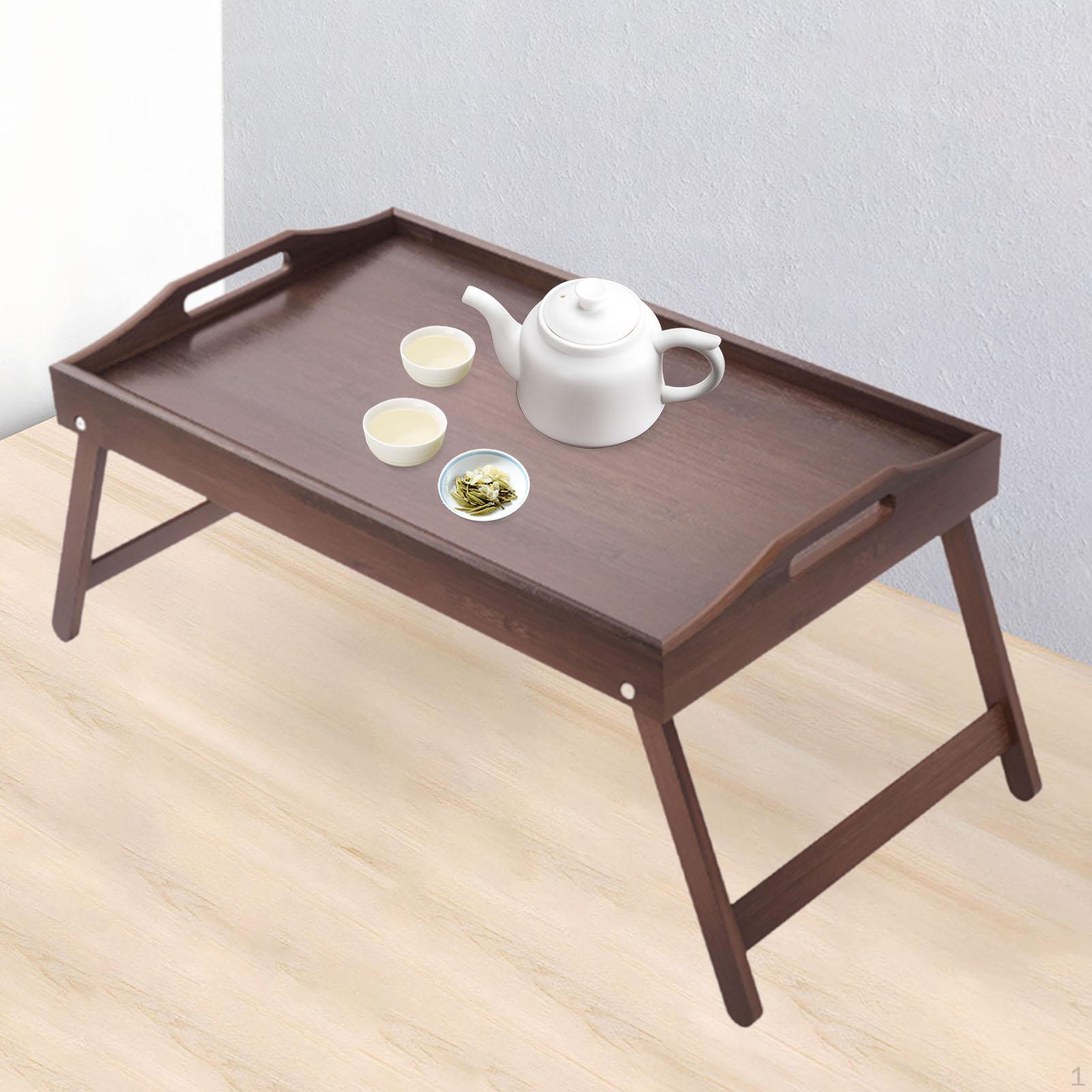 

Деревянный поднос для кровати, обеденный стол с ручками, складные ножки для спальни, многоцелевое блюдо для еды коричневый
