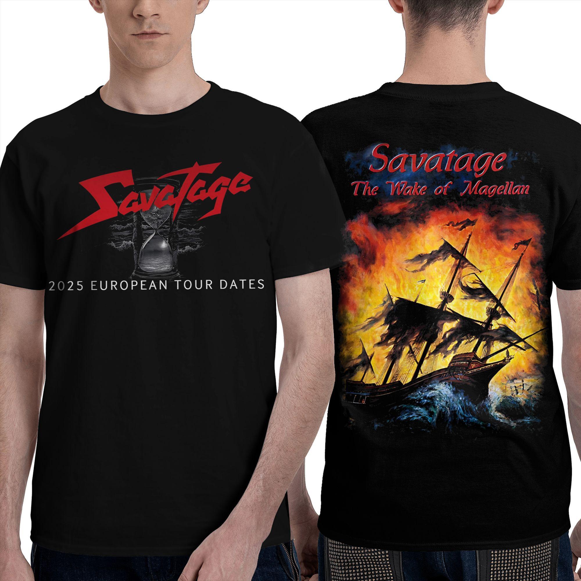 

Savatage Band European Tour 2025 Merch Shirt Men Women Fashion Pure Cotton Graphic Printed Tee Shirts S
