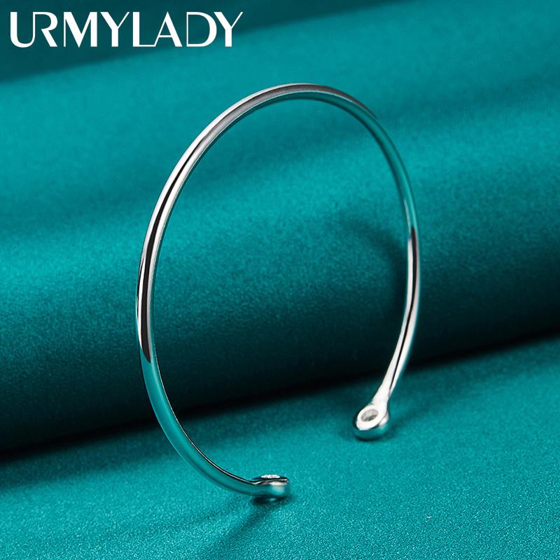 925 Sterling Silver 4mm C-Type Double Head Spiral Bangles Bracelet For Women Wedding Engagement Fashion Charm Jewelry