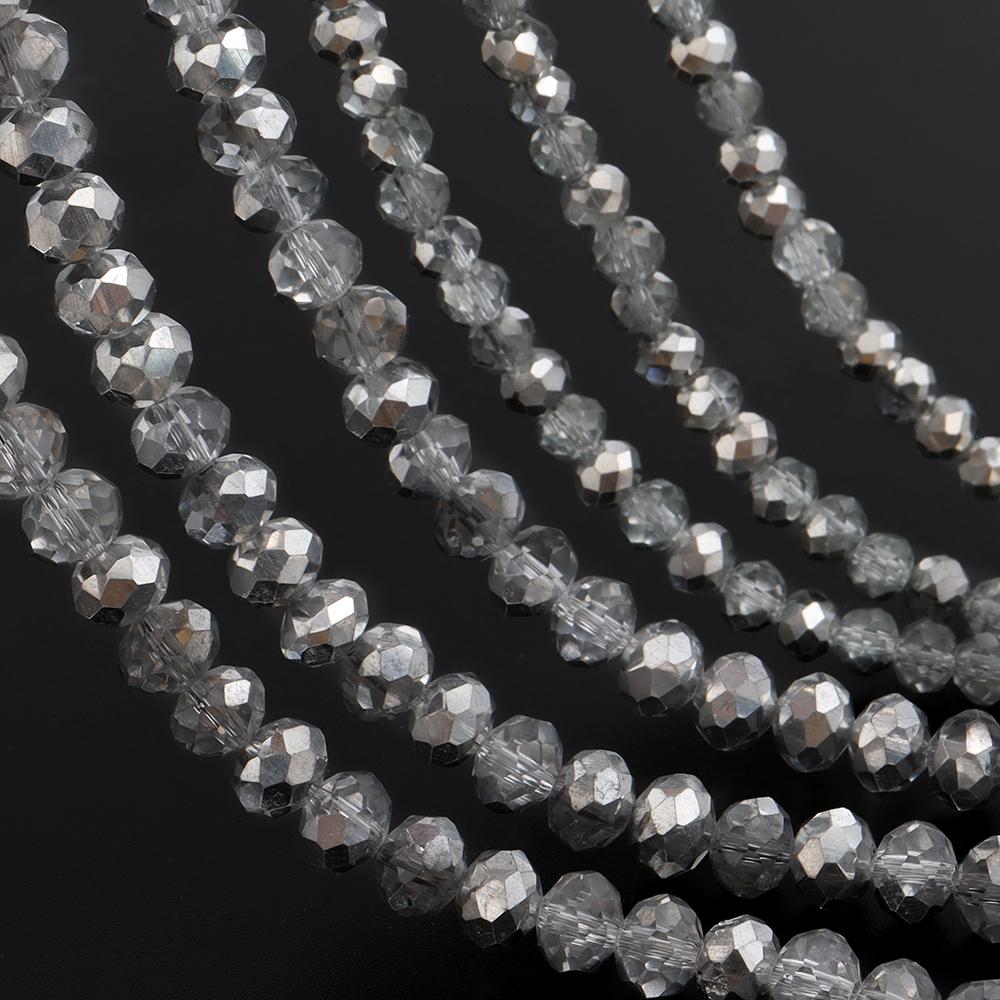 3 4 6 8mm Faceted Crystal Beads Silver Glass Beads Loose Spacer Beads For Jewelry Making DIY Craft Bracelet Necklace Accessories