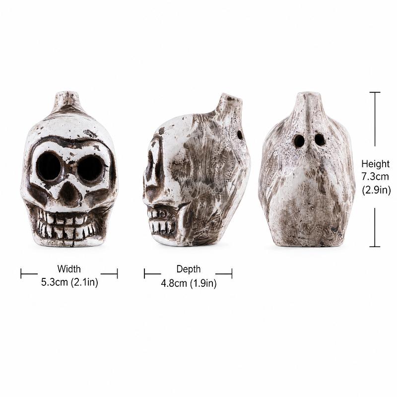 Skull Whistle Mini Ceramic Sound Toy Retro Skull Ornament Prop Pocket Size Toy for Halloween Travel Use