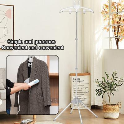 Steaming Clothes Hanger Height Adjustable Foldable Standing Handheld Garment Steamer Rack Clothing Steam Ironing Holder Stand