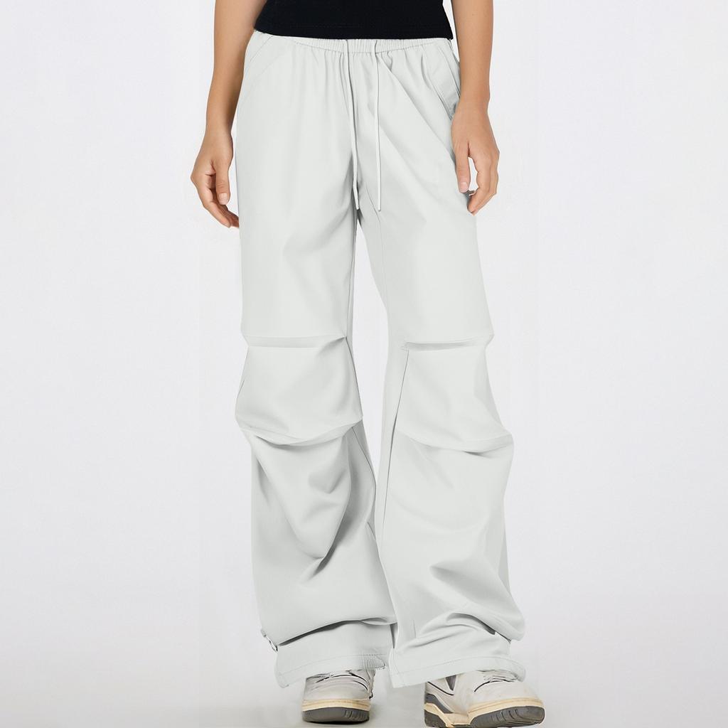Women's Multi Pocket Straight Tube Slimming, Wide Leg Mopping, Solid Color Pants