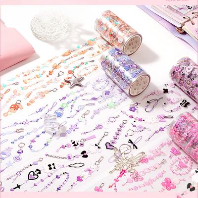 Süßes Spitzen-Washi-Klebeband-Set für DIY-Dekoration, Kpop-Fotokarte, schicke Kroean-Schleife, Herz, Scrapbook, Journal, Aufkleber, Kawaii, Studentenbedarf
