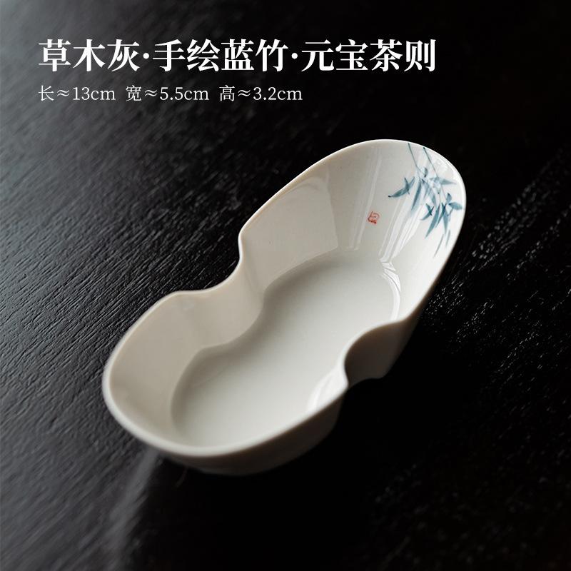 

Hand Drawn Blue Bamboo Tea Scoop Retro Chahe Shovel Household Awakening Tea Ladle Kung Fu Tea for Tea Accessories Decoration