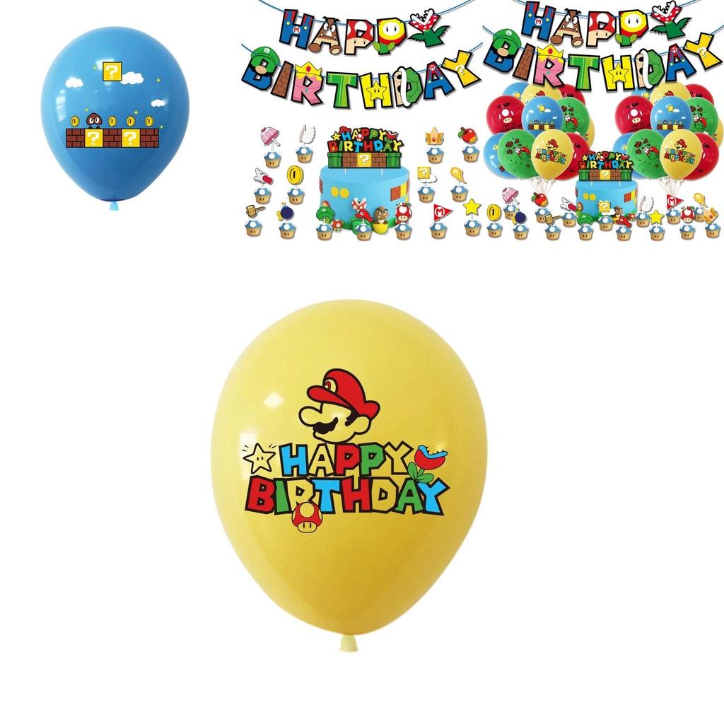 Super Mario Party Geburtstagsdekorationen mit Ballons und Zugfahne