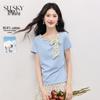 Women's Vacation Style Polka Dot Bow T-Shirt