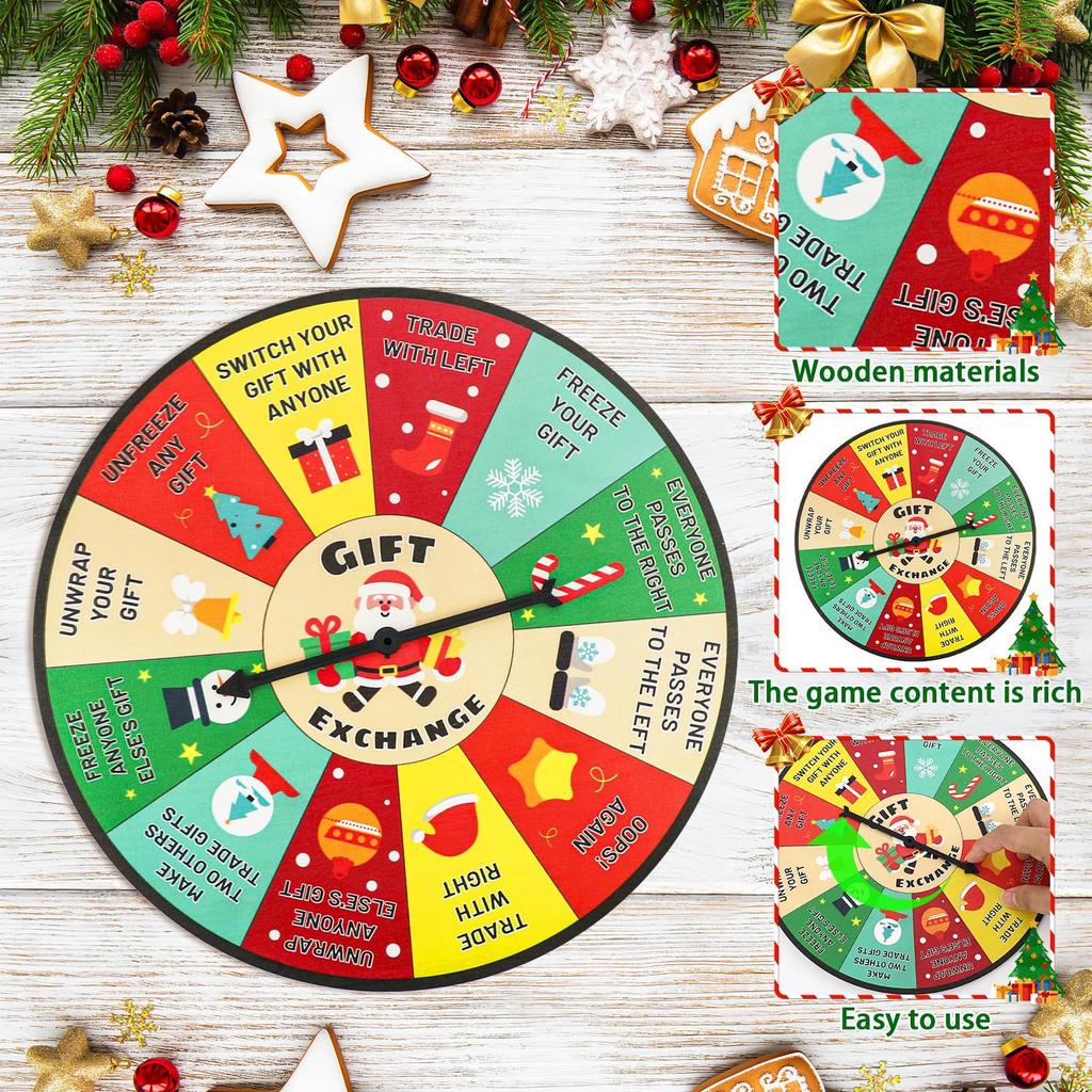 Weihnachtsspiel Geschenketausch-Rad, Weihnachtsgeschenketausch-Partyzubehör, Für Familie Kollegen, Erwachsene Jungen und Mädchen