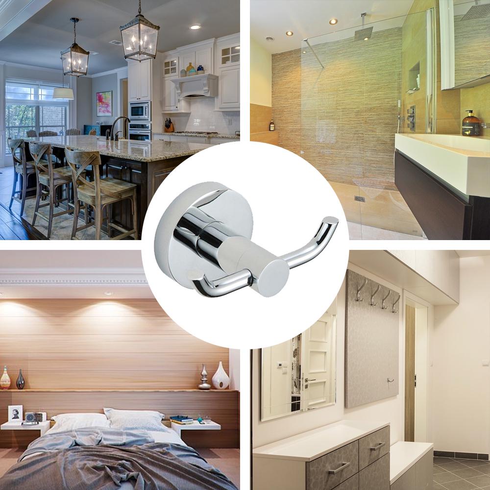 

Single Double Hook Coat Towel Clothes Hook Heavy Duty Stainless Steel Wall Mount Hook Hold for Bathroom Kitchen Bedroom