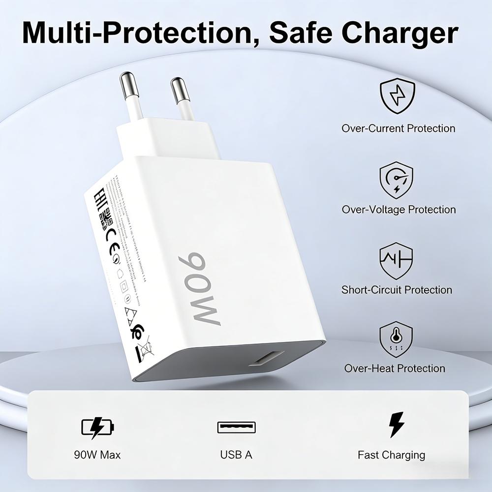 EU Plug Fast Charger For Xiaomi 13 14 Ultra 15 15T 17 Pro Redmi Note 13 14 15 Pro Plus POCO F6 F7 F8 X6 X7 X8 Pro Type C USB Charging Cable