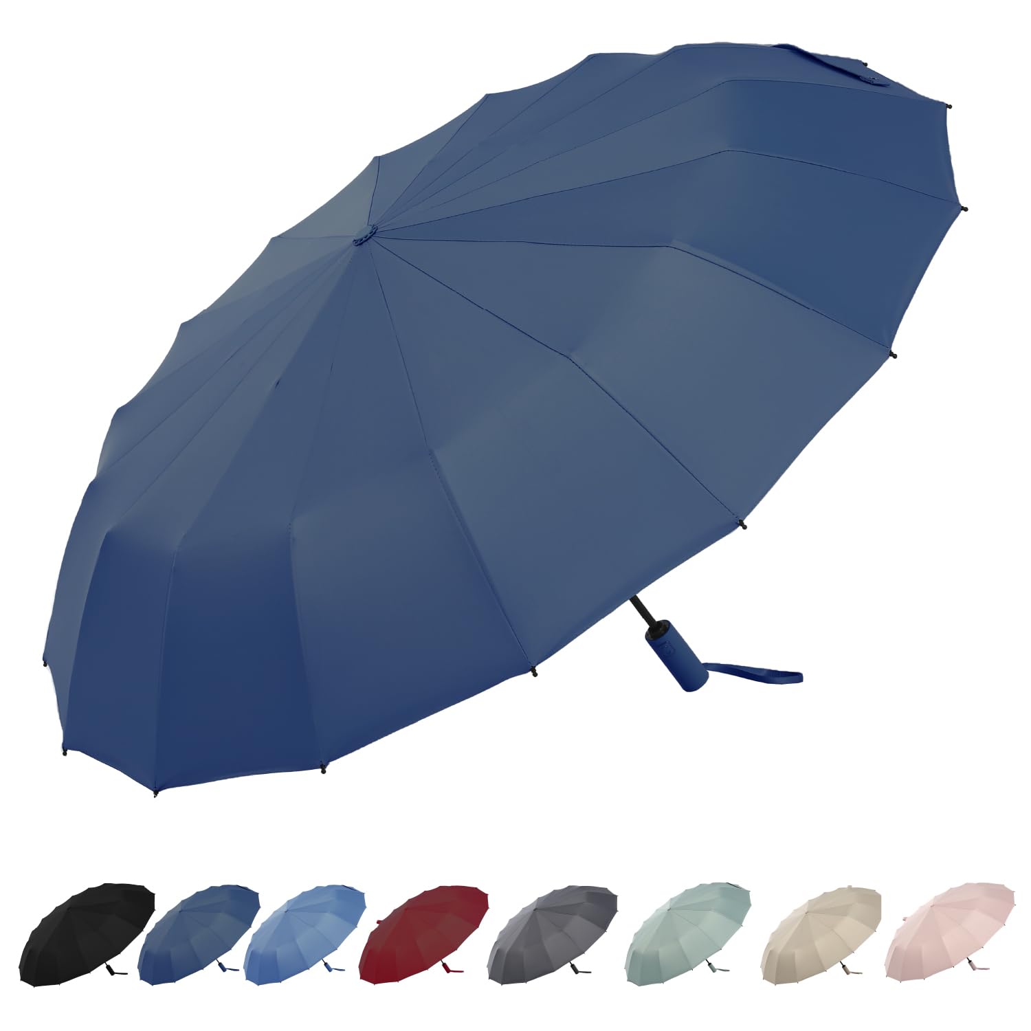 

folding automatic opening and super suitable for both sunny and rainy UV large size 16-rib umbrella, one-touch closing, windproof, water-repellent,