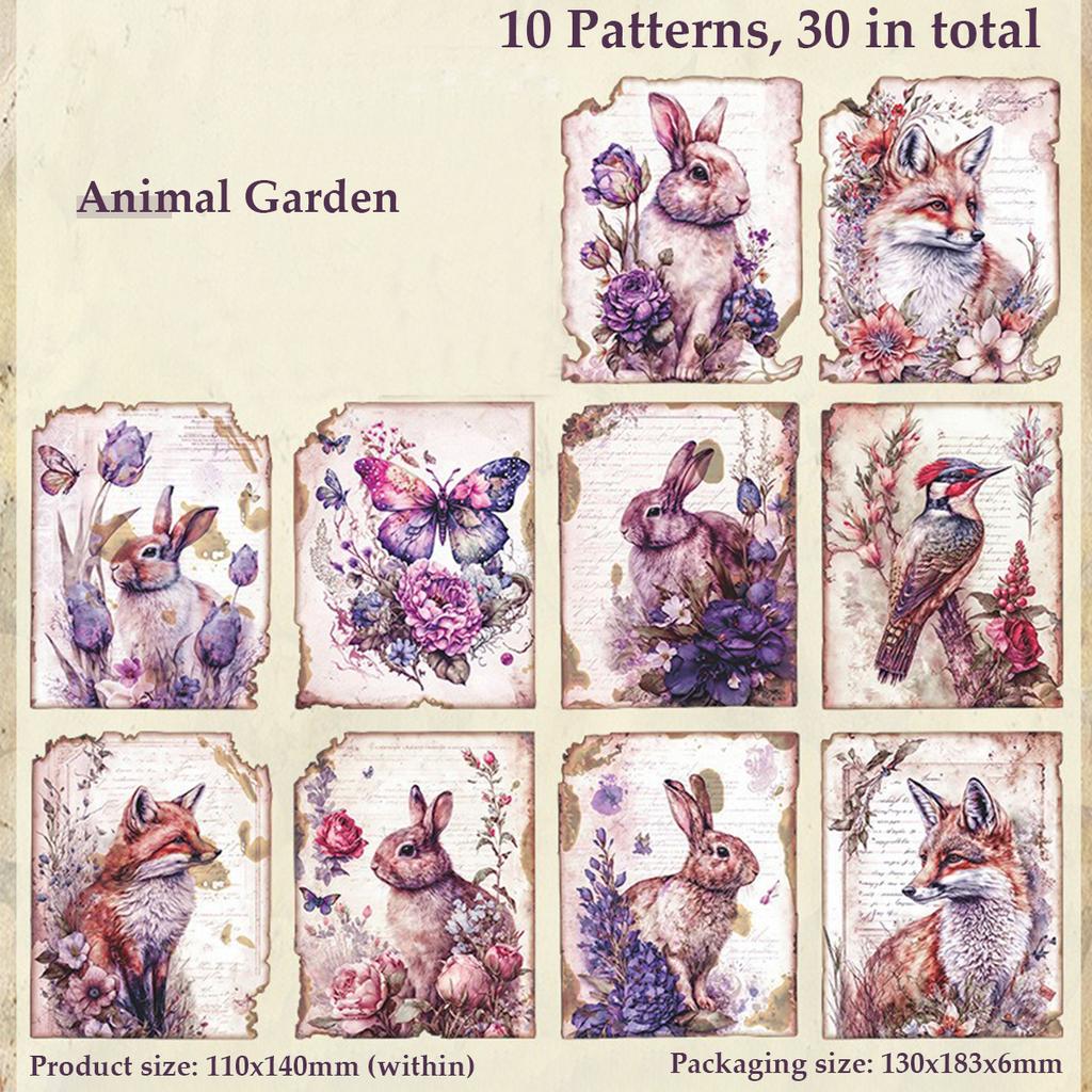 30 Sheets Vintage Scrapbook Paper Retro Aesthetic Decorative Materials Art Collage Handbook Material Paper Handmade DIY Crafts